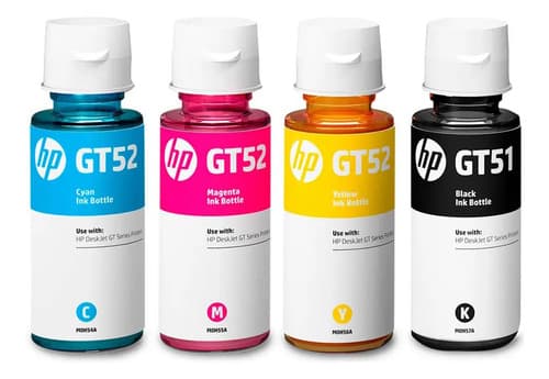 Combo Botellas De Tinta Hp Gt53 Gt52 9f3n4al Negro + Colores Negro/cian/magenta/amarillo