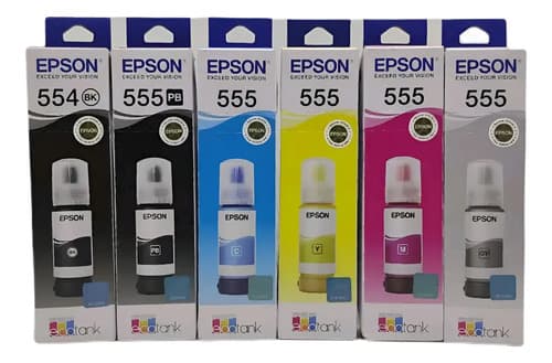 Pack De 6 Tintas Epson T554 Y T555 Para L8160 Y L8180 Colores